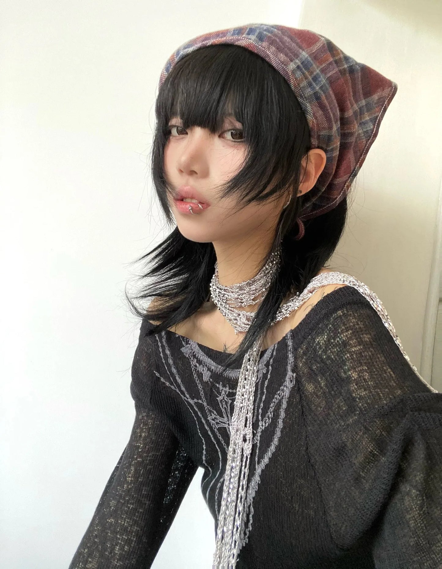 Karrram Japanese Y2K Knitted Top Grunge Tattoo Print Long Sleeve Ribbed Vintage Harajuku 2000s Gothic T-Shirt