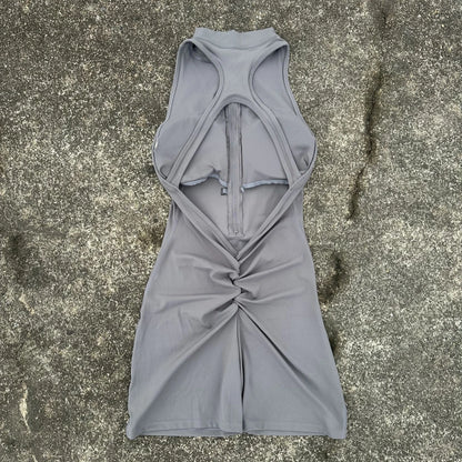 Women’s Scrunch Back Yoga Jumpsuit Shorts Set – Solid Color Zipper Gym Fitness One-Piece Sportswear