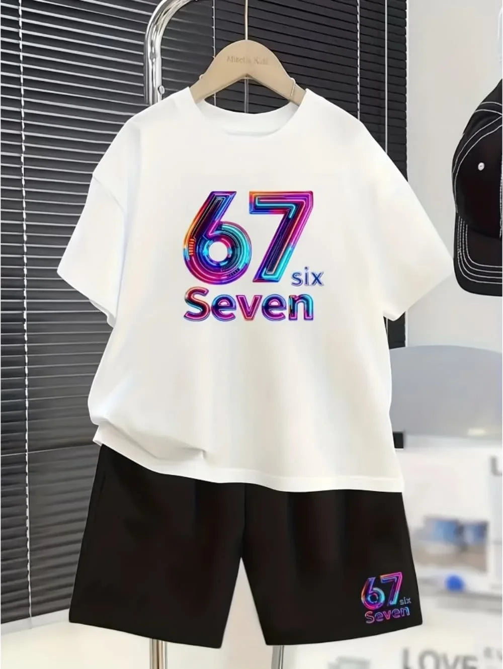 Conjunto de camiseta y pantalones cortos divertidos con gráficos para niños, atuendo informal de verano de 2 piezas para niños.