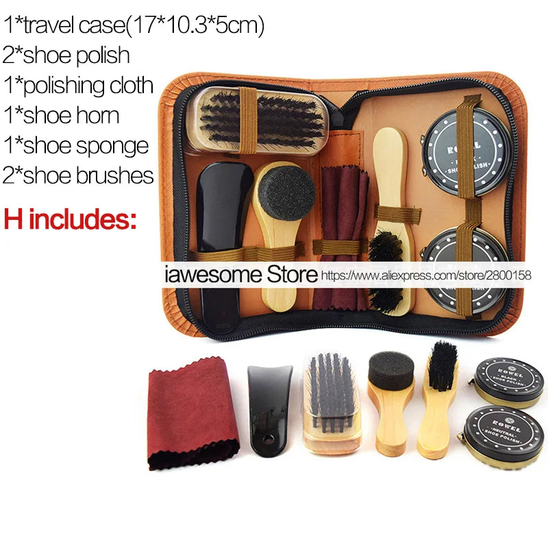 Professional Shoe Care Kit – Portable Leather Shoe Cleaning & Polishing Set with Brush, Shoehorn & Shine Tools for Boots & Sneakers
