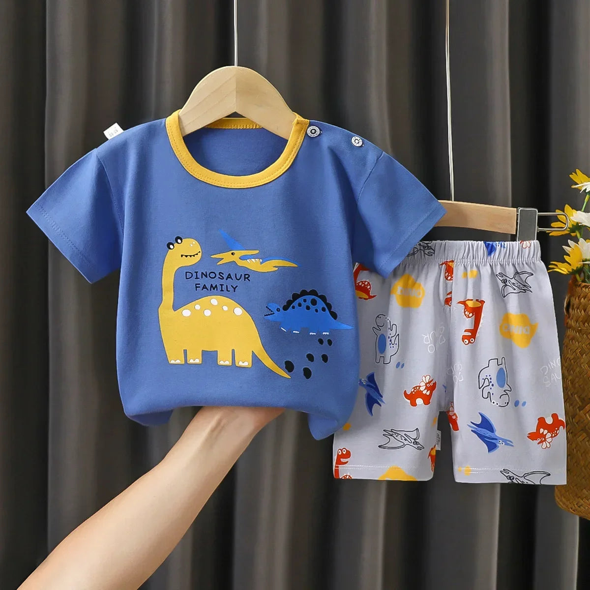 Conjunto de ropa de verano para niños de 2 piezas – Conjunto de camiseta y pantalones cortos de algodón para niños y niñas, ropa de manga corta para bebés, traje informal suave para niños para el juego diario y la comodidad