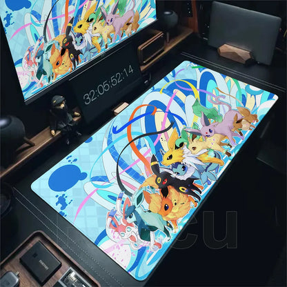 Japan Anime Gamer XXL Desk Mat – Eevee Kawaii Extended Mouse Pad (900×400 Gaming Keyboard & Mouse Pad)