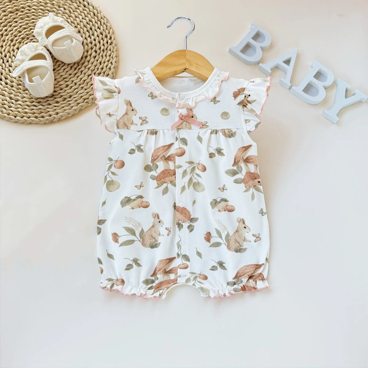 Pelele de verano para bebé recién nacido – Body de manga corta de algodón suave con estampado de dibujos animados para bebés y niñas (3-18 meses)