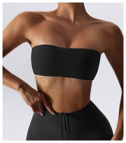 Women’s Strapless Sports Bra – Quick-Dry Tube Top Fitness Yoga Gym Chest Wrap Activewear