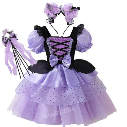 2026 Gothic Lolita Witch Costume Dress – Japanese-Inspired Ruffle Bow Princess Dress for Halloween, Christmas & Parties