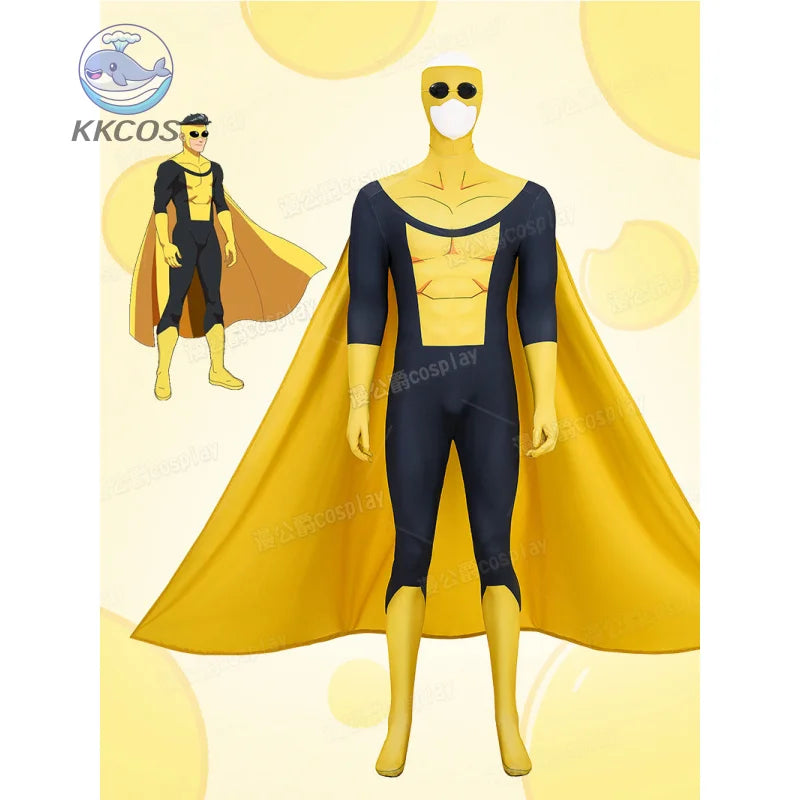 Invincible Inspired Sinister Mark Cosplay Costume – Men’s Yellow Uniform Disguise Outfit for Anime Halloween, Carnival & Party Roleplay