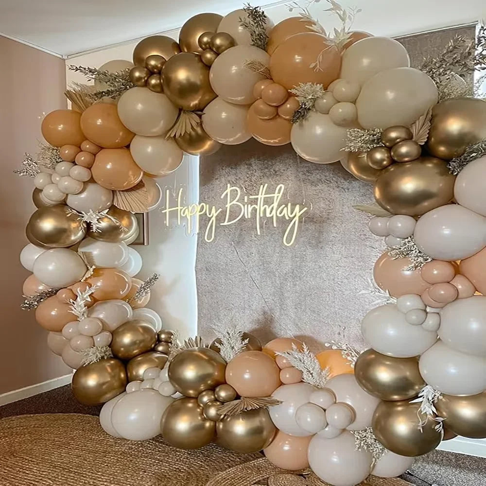 Sage Green Balloon Arch Garland Kit – Green, White, Sand & Gold Confetti Latex Balloons for Birthday, Wedding & Graduation Decorations