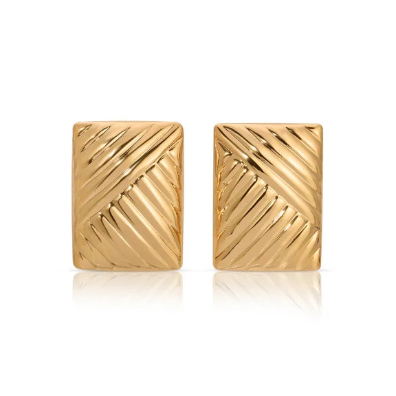 Pendientes de Moda Llamativos de Acero Inoxidable Chapado en Oro Círculo Geométrico Retorcido Vintage para Mujer
