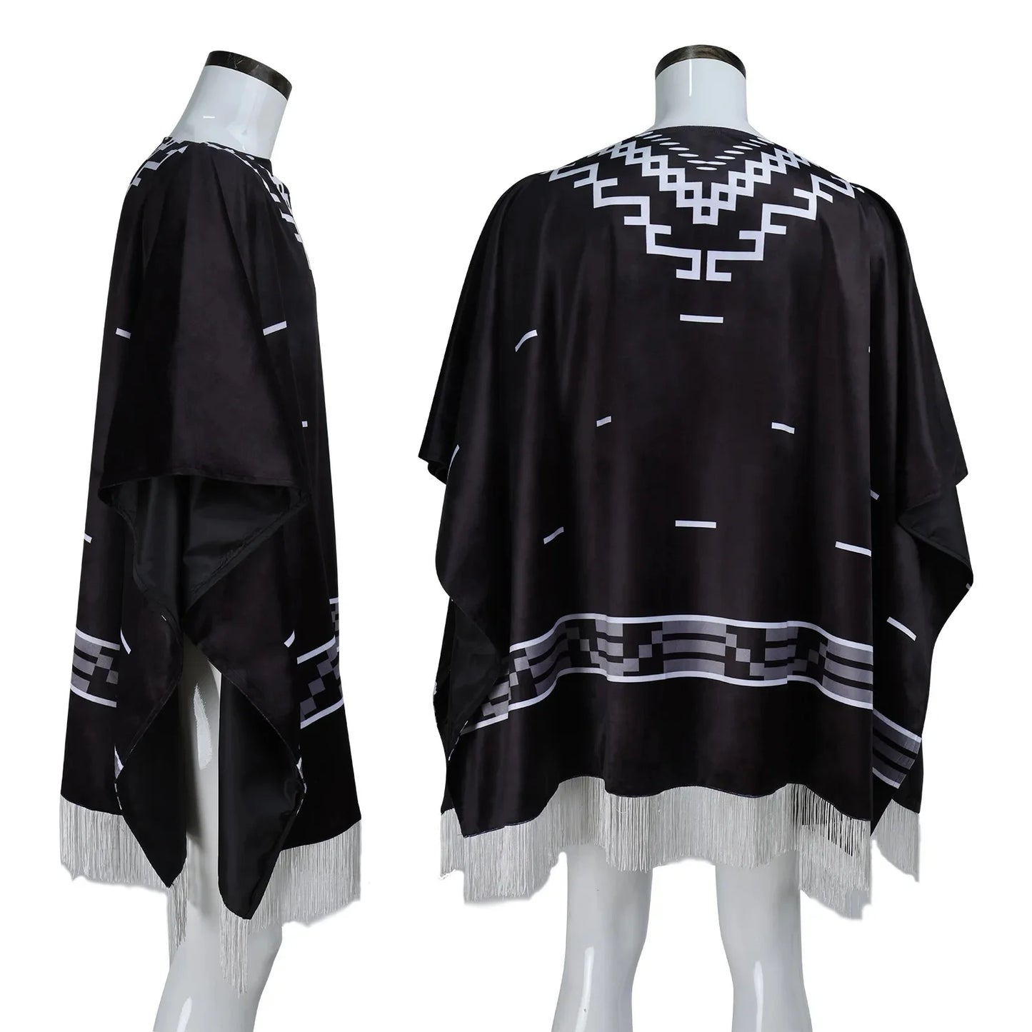 Clint Eastwood Inspired Cowboy Poncho Cosplay Costume – Men’s Aztec Pattern Serape Shawl Cape with Hat for Halloween & Movie Roleplay