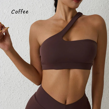 Sujetador deportivo de un hombro para mujer – Top de yoga con diseño de espalda desmontable, camiseta sin mangas sexy para fitness, gimnasio y entrenamiento