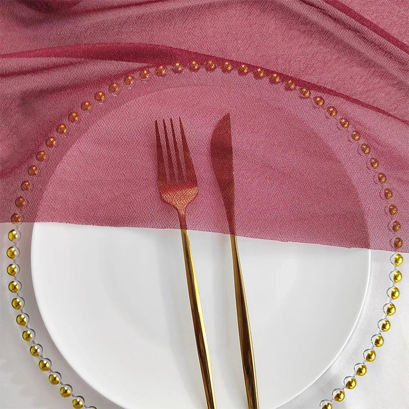 Camino de mesa de gasa - Decoración de arco de boda de tela de seda transparente | Decoración de mesa bohemia para cumpleaños y eventos