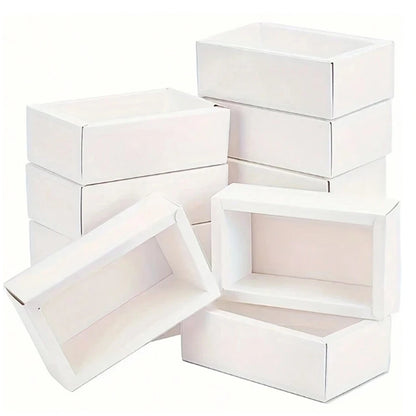 10PCS Pull-Out Kraft Paper Gift Boxes with Clear Window for Jewelry, Gifts, Weddings, Birthdays & Business Packaging