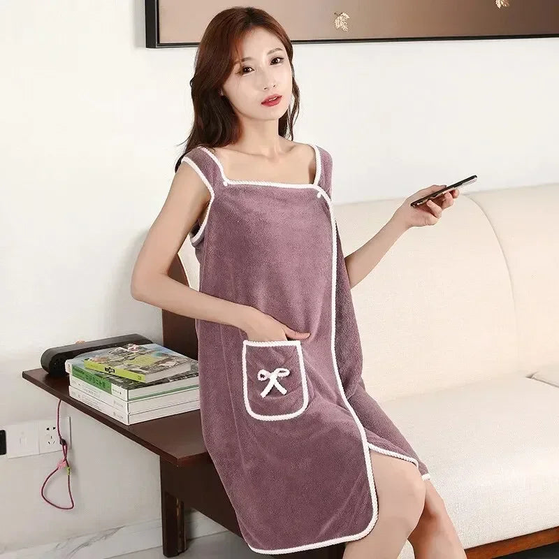 Women’s Wearable Bath Towel 85×140cm – Fast Drying Shower, Beach, Spa & Gym Bathrobe Wrap