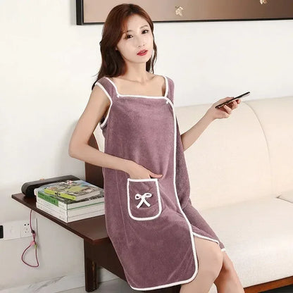 Women’s Wearable Bath Towel 85×140cm – Fast Drying Shower, Beach, Spa & Gym Bathrobe Wrap