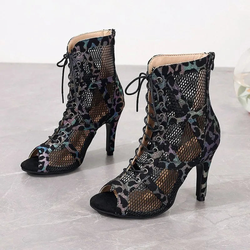 Sandalias de baile latino de punta abierta para mujer – Zapatos de salón de tacón alto, cómodos tacones de baile ajustables para salsa y fiesta (tallas hasta la 43)