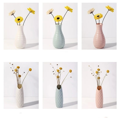 Nordic Modern Plastic Flower Vase – Minimalist Decorative Vase for Fresh Flowers & Home Décor