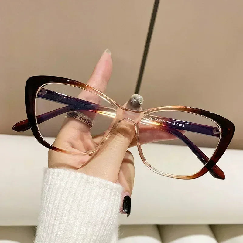 Women's Cat-Eye Myopia Glasses – Ultra-Light Near-Sight Eyewear with Anti-Blue-Light Lenses, Fashion Computer Glasses, -0.00 to -3.00 Diopter
