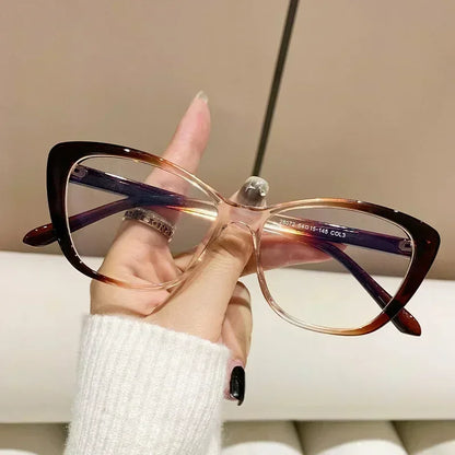 Women's Cat-Eye Myopia Glasses – Ultra-Light Near-Sight Eyewear with Anti-Blue-Light Lenses, Fashion Computer Glasses, -0.00 to -3.00 Diopter