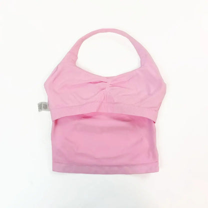 Top Deportivo Largo con Tiras para Mujer NCLAGEN – Top Halter Acolchado para Gimnasio, Yoga, Pilates, Correr y Entrenamientos de Fitness