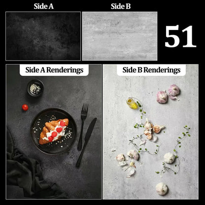 Double-Sided Wood Grain & Marble Photography Backdrop Board 57 × 87 cm – Waterproof Photo Background for Product Photography