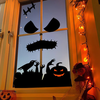 Halloween Window & Door Stickers – Skeleton Hand, Pumpkin, Ghost, Devil & Witch Hat DIY Decals for Room, Window & Party Decorations