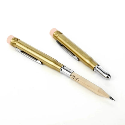Portaminas de latón Fromthenon Traveler – Portaminas mecánico de metal vintage, papelería retro dorada para viajes, escritura, bocetos y suministros de oficina
