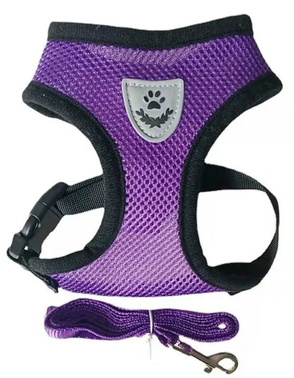 Reflective Dog & Cat Harness with Leash – Adjustable Breathable Mesh Vest for Small Pets