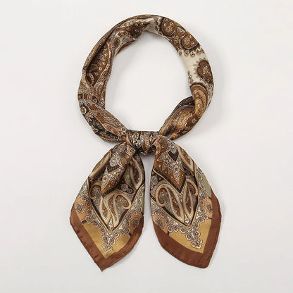 Bohemian Style Print Luxury Brand Silk Square Scarf Women Satin Shawls Neckerchief Wrap Scarves Bandana Hair Hjiab Floral