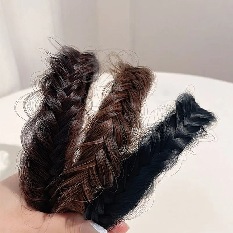 Diadema Bohemio Trenzado Sintético para Mujer Banda de Pelo Elástica para Fiestas y Cosplay