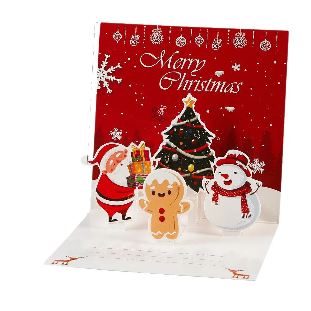 3D Santa Christmas Greeting Card – Folding Merry Christmas Best Wishes Card, Xmas Gift, New Year Blessing & Thank You Postcard