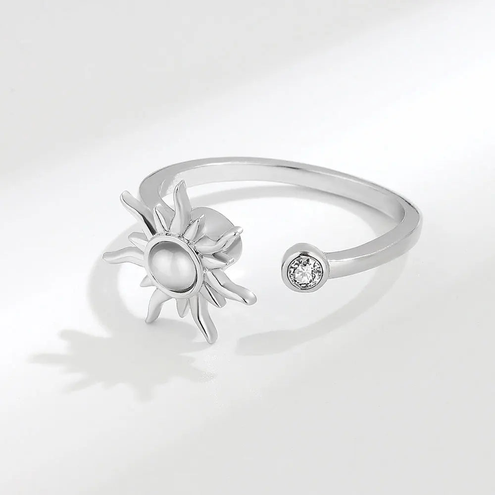 Anillo giratorio antiestrés de mariposa y flor con diamantes de imitación – Anillo giratorio antiansiedad para mujer | Joyería ajustable para aliviar el estrés