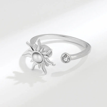 Anillo giratorio antiestrés de mariposa y flor con diamantes de imitación – Anillo giratorio antiansiedad para mujer | Joyería ajustable para aliviar el estrés