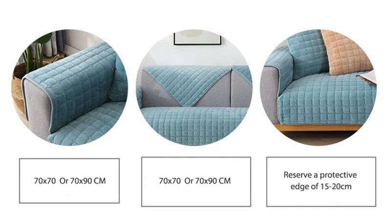 Soft Flannel Non-Slip Sofa Cover – Quilted Furniture Protector for Couch & Living Room Sofa, Warm 1-Seat Cushion Cover