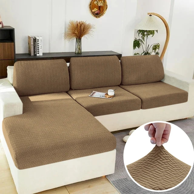 Stretch Jacquard Sofa Seat Cushion Cover – Washable Furniture Protector for Sectional & Loveseat Sofas