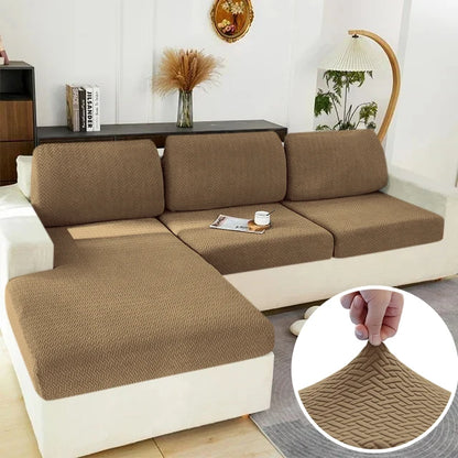 Stretch Jacquard Sofa Seat Cushion Cover – Washable Furniture Protector for Sectional & Loveseat Sofas