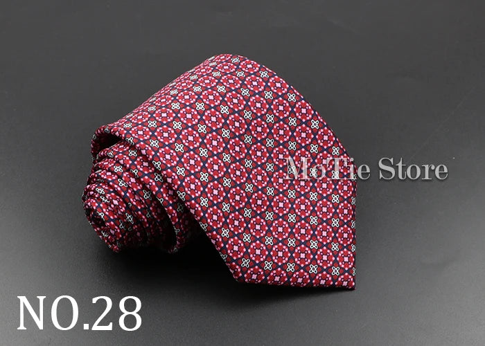Men's 7.5cm Soft Silk Necktie – Floral & Dot Pattern Tie for Weddings, Business, Parties & Formal Wear
