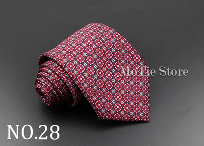 Men's 7.5cm Soft Silk Necktie – Floral & Dot Pattern Tie for Weddings, Business, Parties & Formal Wear