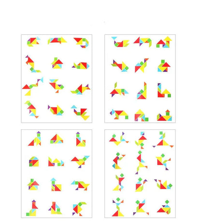 Libro magnético de tangram de madera – Juguete educativo Montessori, rompecabezas portátil para niños, infantes y desarrollo de inteligencia temprana