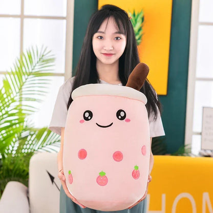 Giant Bubble Tea Plush Pillow – 22–70cm Squishy Milk Tea Boba Stuffed Toy Fruit Drink Bottle Decor Gift