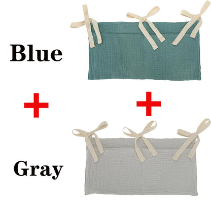 Organizador Colgante para Cuna de Bebé – Cesta de Almacenamiento para Mesita de Noche con 2 Bolsillos para Pañales, Juguetes, Ropa y Artículos Esenciales para Bebés