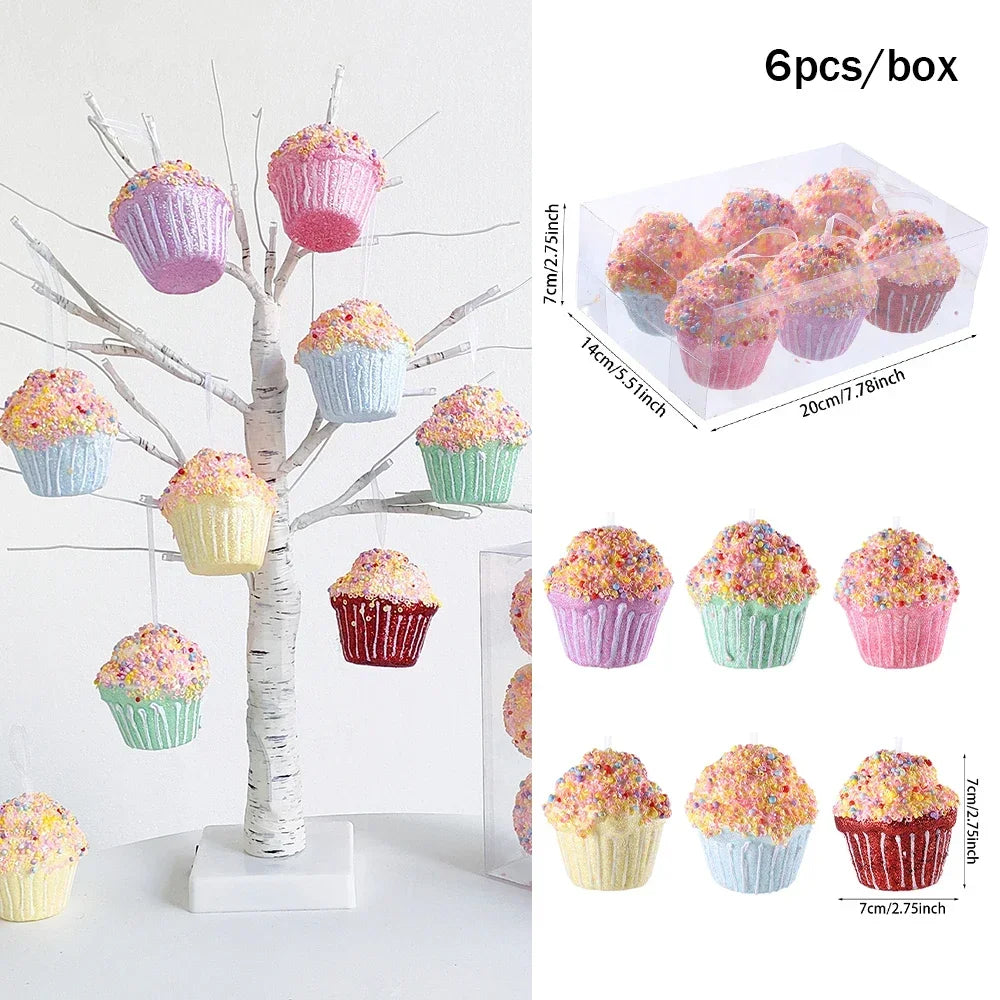 1Box Christmas Macaron Ice Cream Donut Ornaments – Cute Shaped Ball Pendants for Xmas Tree, Home, Party & Navidad Holiday Decor