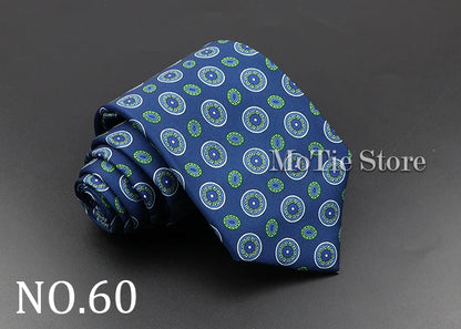 Men's 7.5cm Soft Silk Necktie – Floral & Dot Pattern Tie for Weddings, Business, Parties & Formal Wear