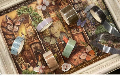Juego de 6 rollos de cinta washi PET retro de encaje – Cinta adhesiva decorativa para diario, álbum de recortes, bullet journal y manualidades