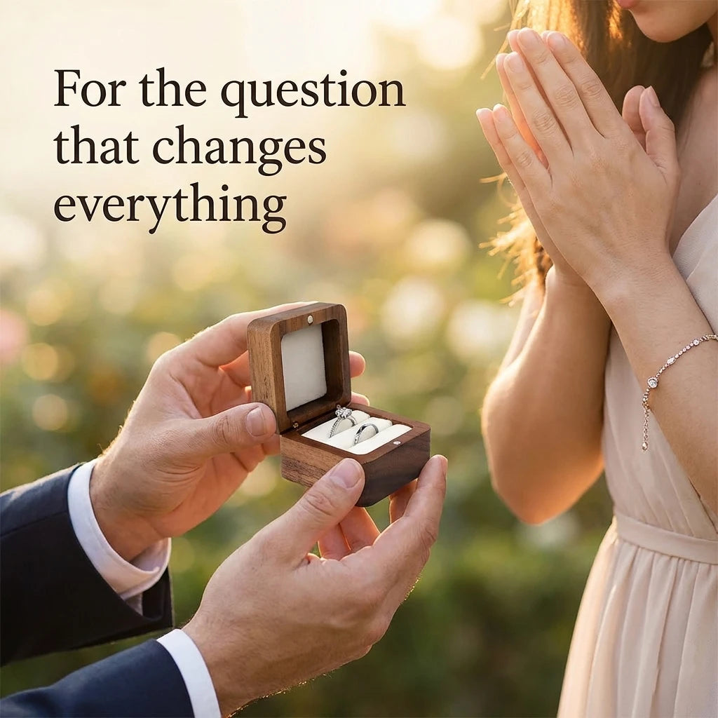 Personalized Wooden Jewelry Box with Custom Engraving for Rings, Earrings, Bracelets, Wedding Proposals & Gift Packaging