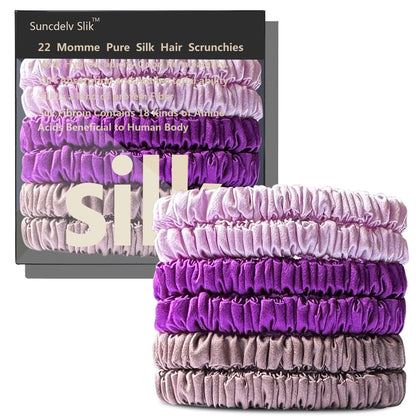 6 Lazos de Seda Pura Morera – Elásticos de Seda Hechos a Mano para Mujer y Niña | Lujosos Accesorios para el Cabello en Caja de Regalo