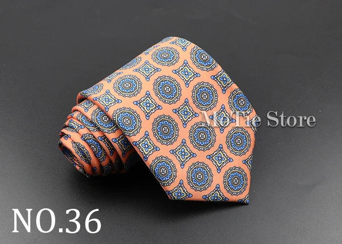 Men's 7.5cm Soft Silk Necktie – Floral & Dot Pattern Tie for Weddings, Business, Parties & Formal Wear