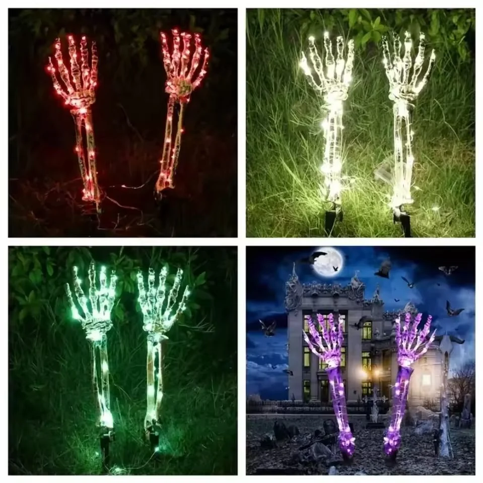 2PCS Halloween Solar Ghost Hand Garden Lights – Waterproof Outdoor LED Stake Lamps for Yard, Garden, Festival & Horror Atmosphere Decor