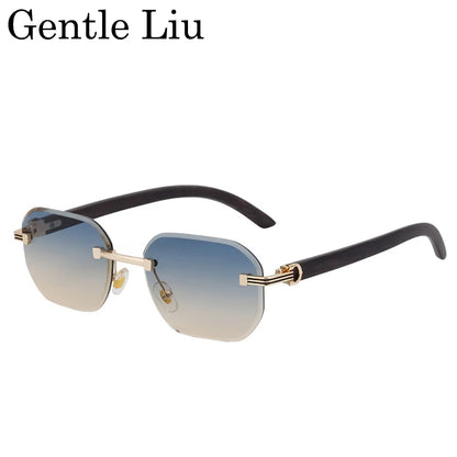 Vintage Square Rimless Sunglasses for Men – Frameless Punk Eyewear with UV400 Lenses, Trendy 2026 Fashion Glasses