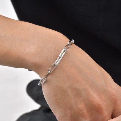 Punk Silver Chain Bracelet – Stainless Steel Braided Link Wristband for Men | Hip Hop Fashion Jewelry Gift for Him & Dad