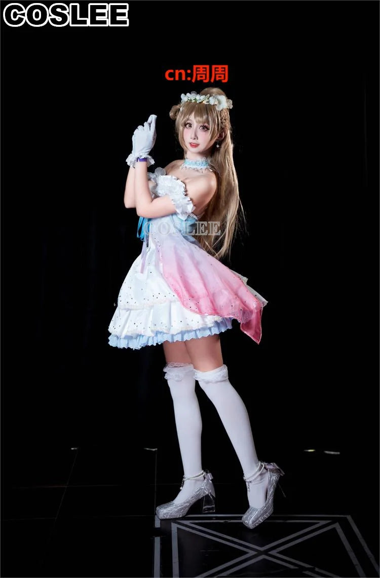 COSLEE LoveLive Aqours “The Dreaming Gate” Cosplay Costume – All Members Blue Singing Dress (Nozomi, Nico, Hanayo, Maki)